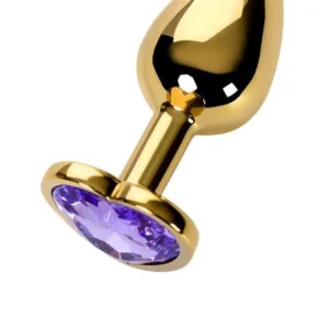Metal by TOYFA Gold Anal Plug with Purple Crystal
