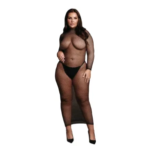 Le Désir Long Fishnet Dress with Turtleneck