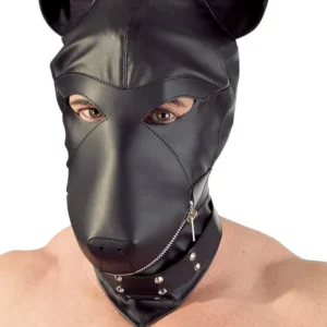 Fetish Collection Dog Mask in Black Faux Leather