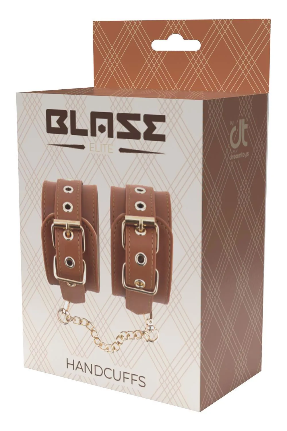 Dream Toys Blaze Elite — BDSM Handcuffs in Eco-Leather, Cognac Color