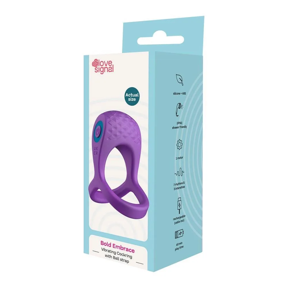 Dream Toys Love Signal Bold Embrace Vibrating Cock Ring with Ball Strap
