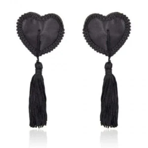 Toyz4lovers Heart Nipples Tassels Black – Reusable Self-Adhesive Nipple Tassels