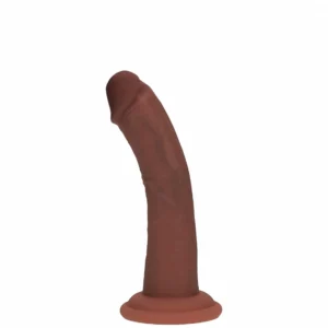 RealRock Dual Density Curved Realistic Dildo with Suction Cup - 6" / 15.5 cm - Brown