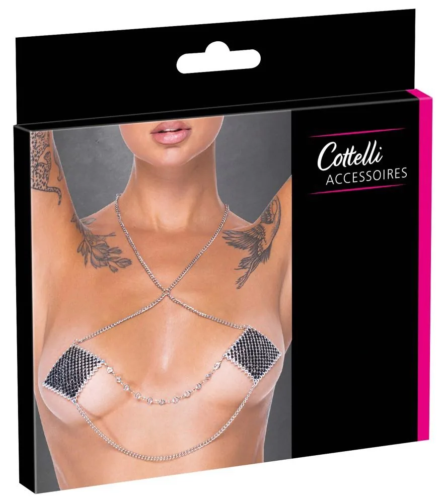 Cottelli ACCESSOIRES Nipple Jewellery — Silver Chain with Nipple Covers