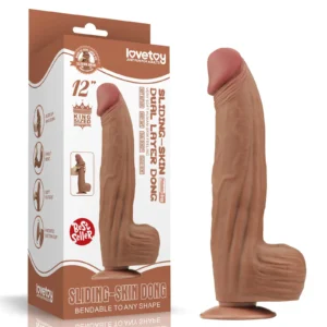 Lovetoy King Sized Sliding Skin Dual Layer Dong - Realistic TPE Dildo, Brown