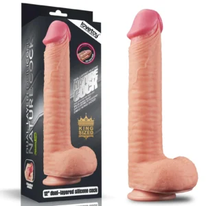 Lovetoy 12" Dual Layered Platinum Silicone Dildo