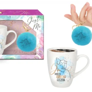 BGtech Just Me Mug Set with Blue Pom-Pom, 300 ml