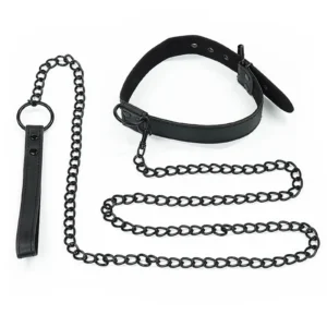 Lovetoy Black Matt Collar with Leash – Bondage Fetish Set