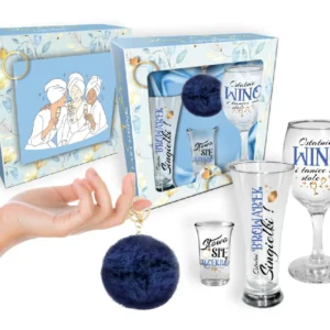 BGtech Bachelorette Party Glassware Set with Navy Keyring
