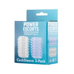 Power Escorts BR338 Textured Penis Sleeves 2-Pack – Clear and Blue