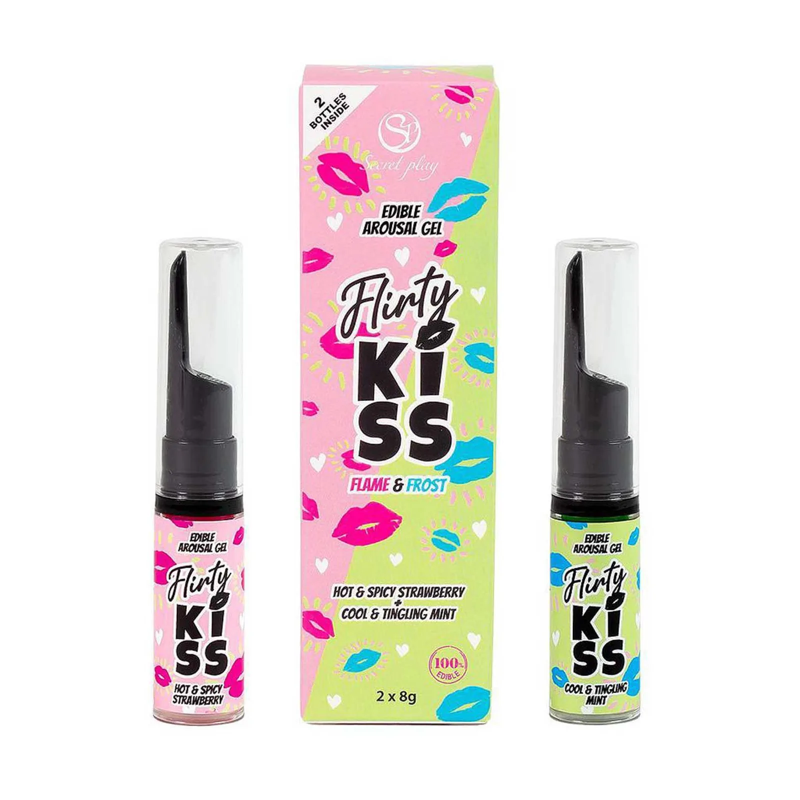 Secret Play Flirty Kiss Edible Arousal Gel Set – Strawberry and Mint