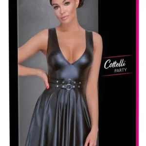 Cottelli PARTY Flared Dress — Black Matte Dress with Flared Skirt, Size M