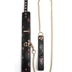 Geisha Floral Jacquard Vegan Leather Collar and Leash