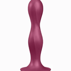 Satisfyer Double Ball-R, Red Silicone Anal and Vaginal Toy with Suction Cup