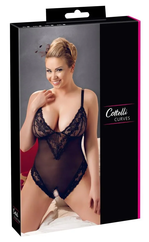 Cottelli CURVES Crotchless Bodysuit 2XL — Open-Bust Bodysuit