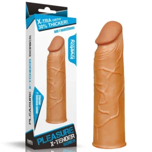 Lovetoy Add 1" Pleasure X Tender Penis Sleeve Brown