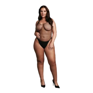 Le Désir Fishnet Bodysuit with Low V-Neck