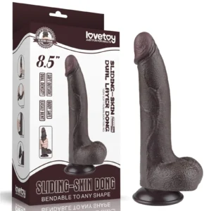 Lovetoy 8.5'' Sliding Skin Dual Layer Dong Black