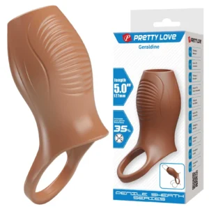 Pretty Love Geraldine Brown Elastic Penis Sleeve with Ring
