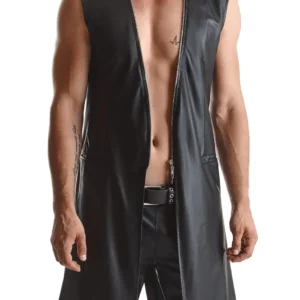 Regnes Fetish Planet RMMarco001 Black Slim-Fit Wetlook Vest, Size M