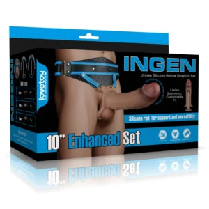 Lovetoy Ingen 10'' Enhanced Strap-On Set with Hollow Dildo XS/S/M Flesh