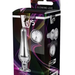 Dream Toys Gleaming Love Silver Pleasure Plug M - Aluminum Anal Plug with Crystal