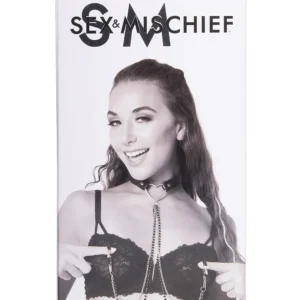 Sportsheets SM Amor — Collar with Decorative Heart and Nipple Clamps