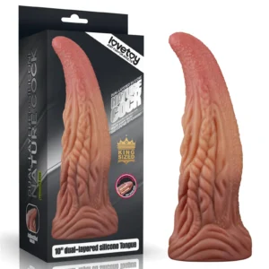 LoveToy 10" Dual-Layered Platinum Silicone Tongue Dildo