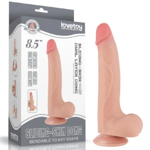 Lovetoy 8.5'' Dual Layer Sliding Skin Dildo with Suction Cup