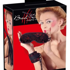 Bad Kitty Satin Bondage Set with 38 cm Whip