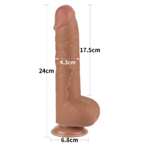 Lovetoy 9.5'' Sliding Skin Dual Layer Dildo Brown