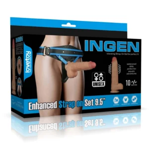 LOVETOY Enhanced Vibrating Strap-On Set – 9.5 Inch Realistic Dildo with Harness