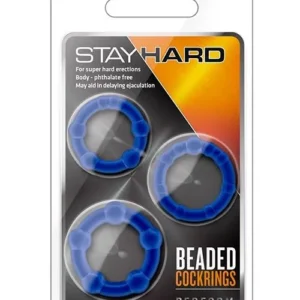 Blush Stay Hard Beaded Cockrings Blue