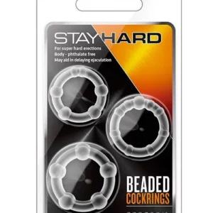 Blush Stay Hard Beaded Cock Rings Clear