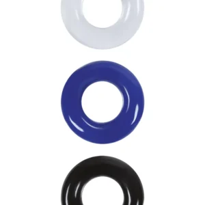 NS Novelties Renegade Stamina Rings – Set of 3 TPE Cock Rings in Multicolor (3.0/3.3/3.6 cm)