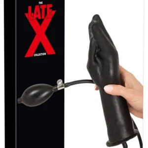 Late X Inflatable Black Latex Hand Dildo