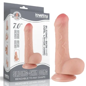 Lovetoy 7" Sliding Skin Dual Layer Dong Flesh – realistic TPE dildo with suction cup
