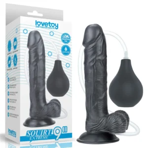 LoveToy 9'' Squirt Extreme Dildo – Black