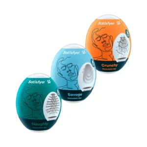 Satisfyer Eggcited Masturbator Eggs, Set of 3 (Naughty, Savage, Crunchy)