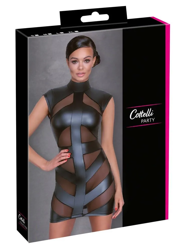 Cottelli PARTY Dress M — short black dress with sheer inserts