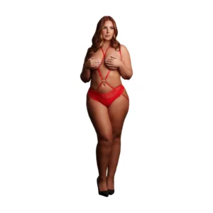 Le Désir Stupid Cupid Heart Harness Set – Queen Size, Red