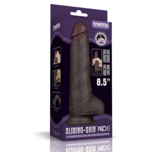 Lovetoy Sliding Skin Pro II Dual Density Silicone Dildo 21.5 cm Black
