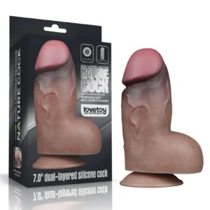 Lovetoy 7" Dual Layered Platinum Silicone Dildo with Suction Cup