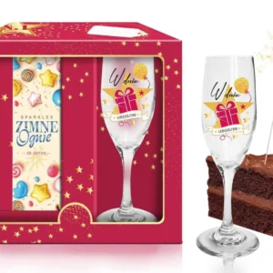 BGtech Birthday Stars Magenta Champagne Glass and Sparklers Gift Set