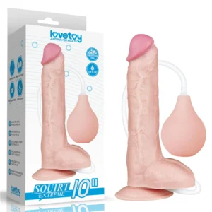 LoveToy 10'' Squirt Extreme Dildo with Realistic Design and Powerful Suction Cup