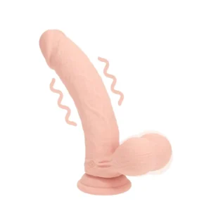 RealRock Dual Density Rechargeable Liquid Silicone Vibrator with Weighted Balls, 18 cm, Flesh