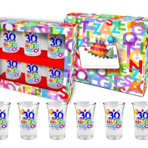 BGtech 30th Birthday Shot Glass Set, 6 Pieces, 35 ml