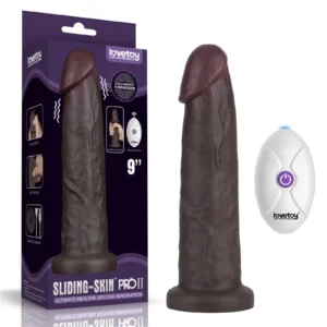 Lovetoy Sliding Skin Pro II 9" Vibrating Dual Layer Silicone Dong