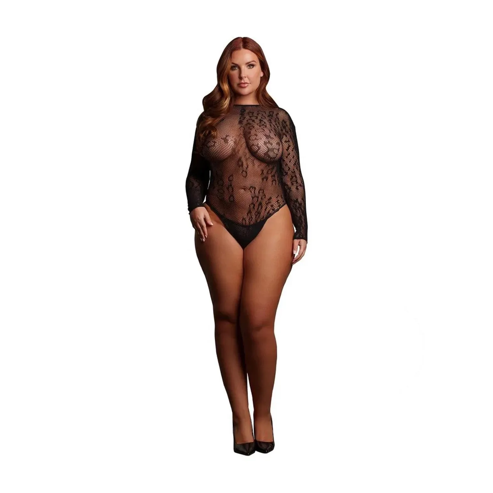 Le Désir Roxy Queen Size Leopard Mesh Crotchless Bodysuit