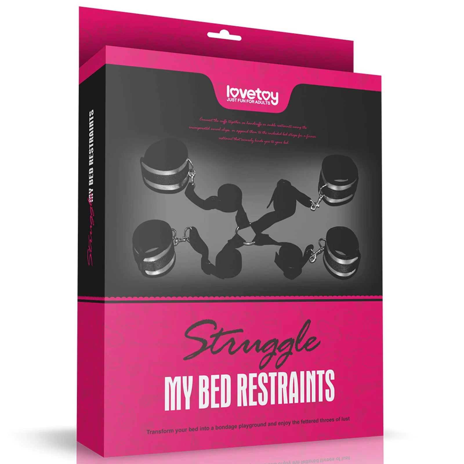 Lovetoy Struggle My Bed Restraints — miękki zestaw kajdanek z 4 mankietami